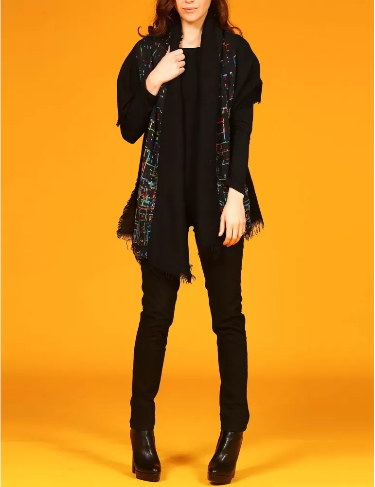 Stola nera in lana Aventures des toiles